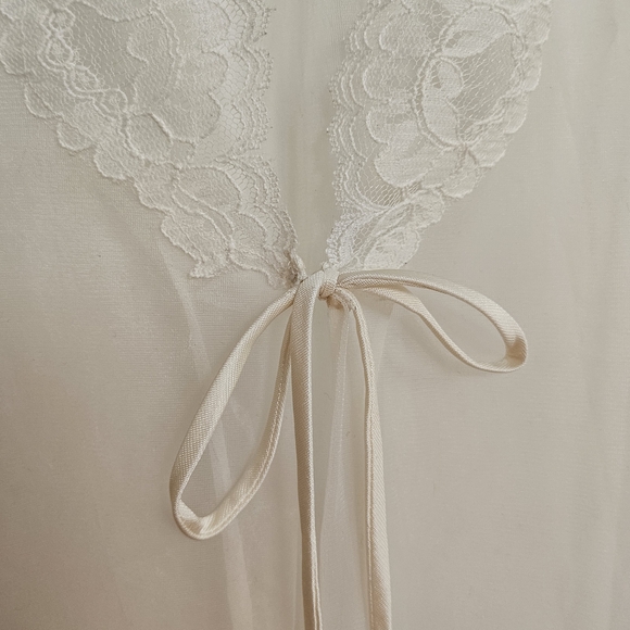 Lace Sheer Robe - Cream - Picture 8 of 8